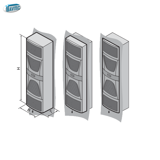 Blue e, 2000W, 400VAC, Sheet steel, TopTherm wall-mounted cooling units 